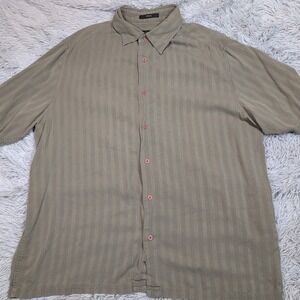 Claiborne Shirt Mens XL Green Silk Button Up Casual Preppy Comfort
